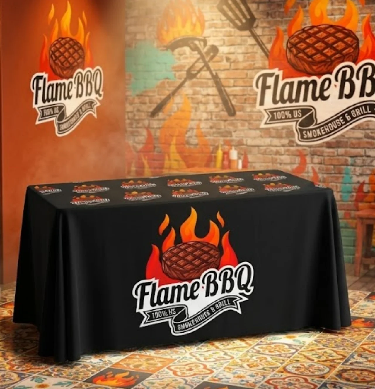Flame BBQ tablecloth