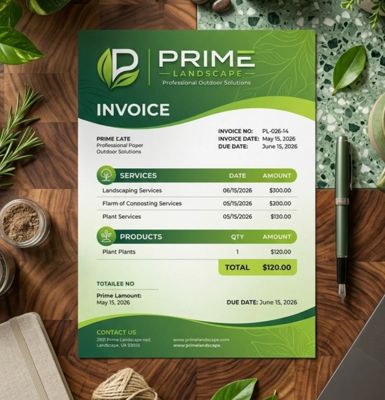Prime Landscape invoice