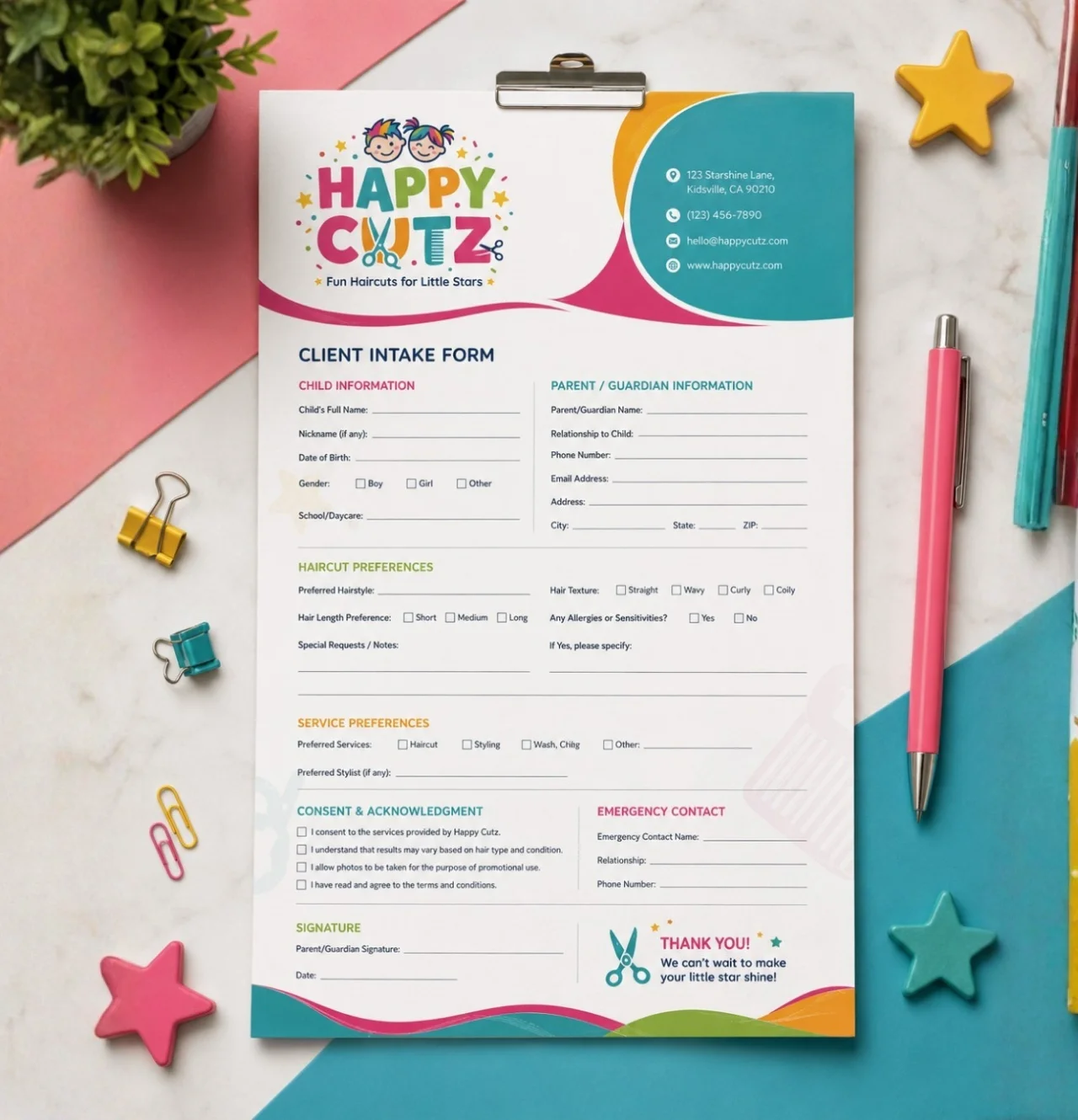 Happy Cutz client intake form