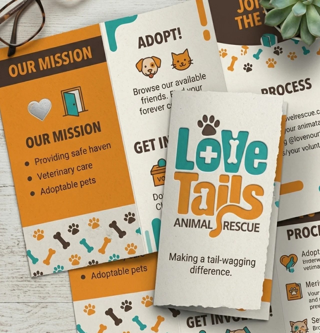 Love Tails tri-fold brochure